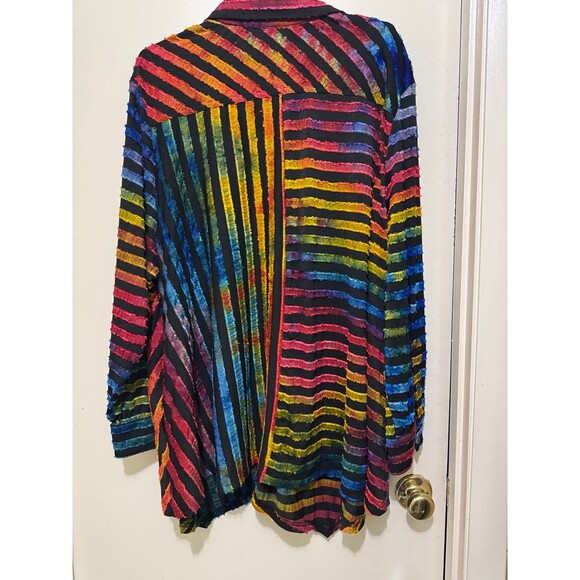 CALESAS TEXTURED VELVET MULTI COLOR JACKET/BLOUSE nwot size 3x - Picture 2 of 4